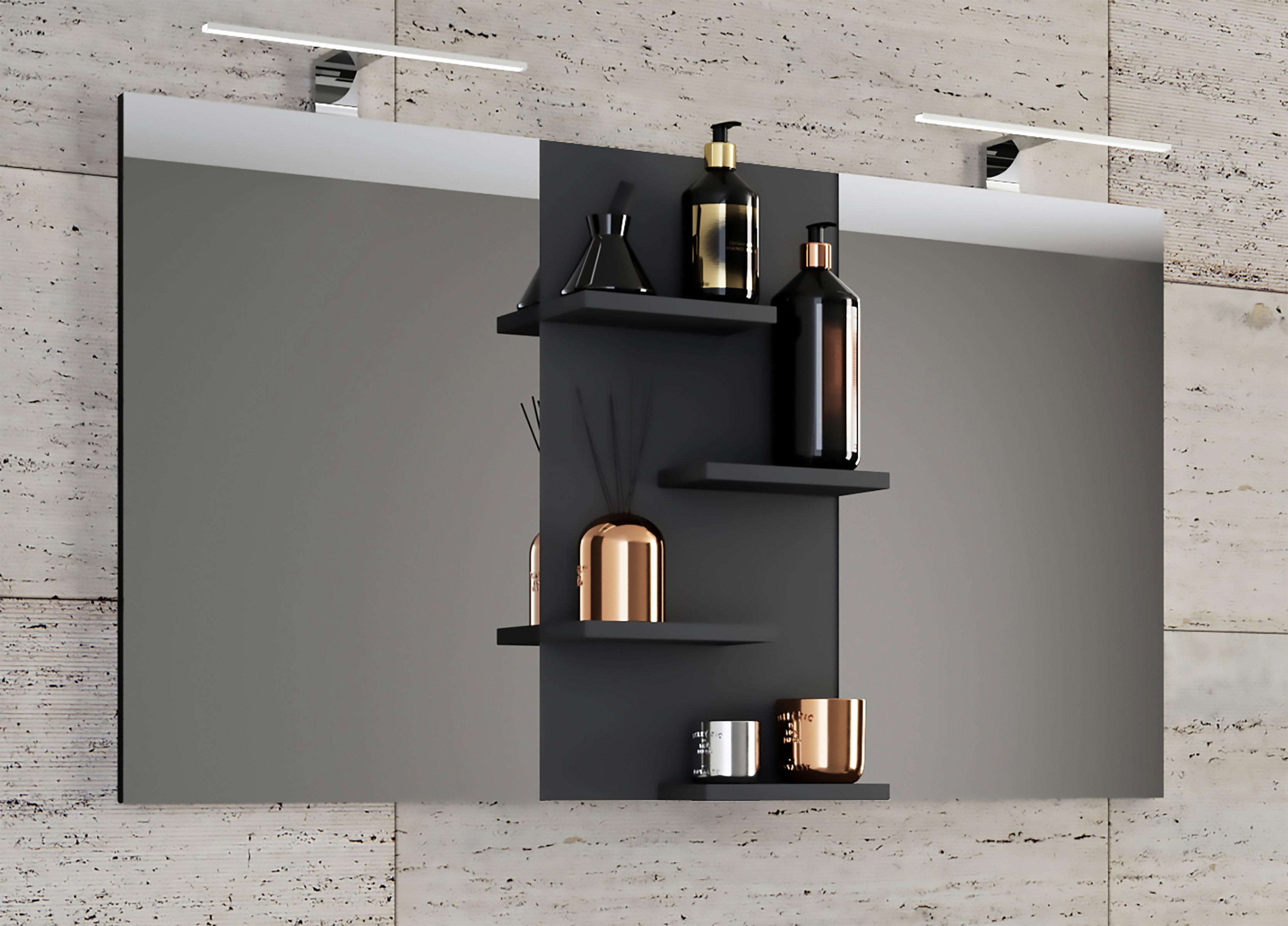 Badspiegel Budasi Bxh 112x59 Cm - Schwarz, MODERN, Holzwerkstoff (112/59/11,5cm) - MID.YOU