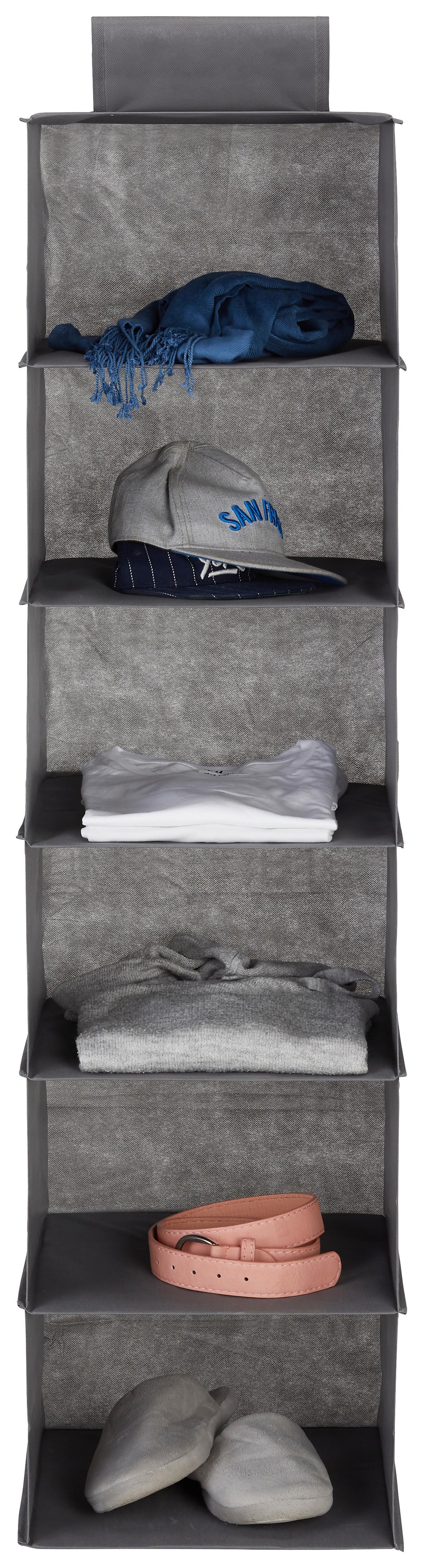 Závěsný organizér TANYA - šedá, Konvenční, karton/textil (33/125/35cm) - Mömax