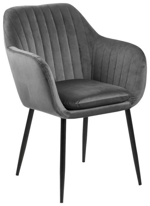 Stolička s podrúčkami EMILIA tmavá sivá - černá/tmavě šedá, Trend, kov/textil (57/83/59cm) - Ambia Home