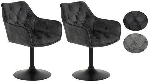 Armlehnstuhl Birte S Anthrazit Gepolstert drehbar 2er-Set - Anthrazit/Schwarz, MODERN, Textil/Metall (49/83/62cm) - MID.YOU