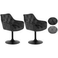 Armlehnstuhl Birte S Anthrazit Gepolstert Drehbar 2er-Set - Anthrazit/Schwarz, MODERN, Textil/Metall (49/83/62cm) - MID.YOU