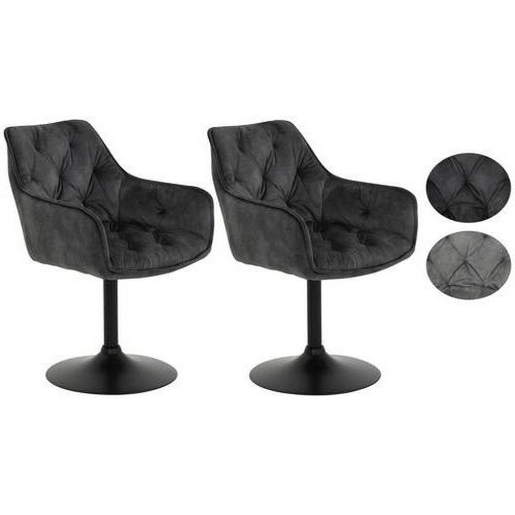 Armlehnstuhl Birte S Anthrazit Gepolstert drehbar 2er-Set