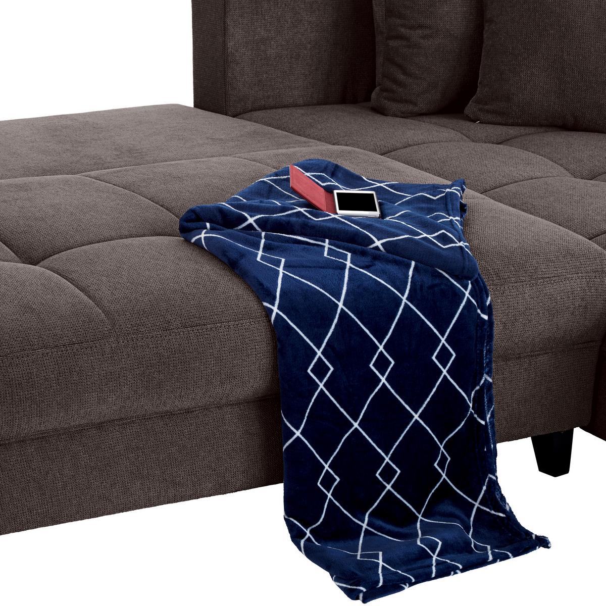 Ecksofa Mendoza - Graubraun/Schwarz, Design, Textil (309/197cm) - Ondega