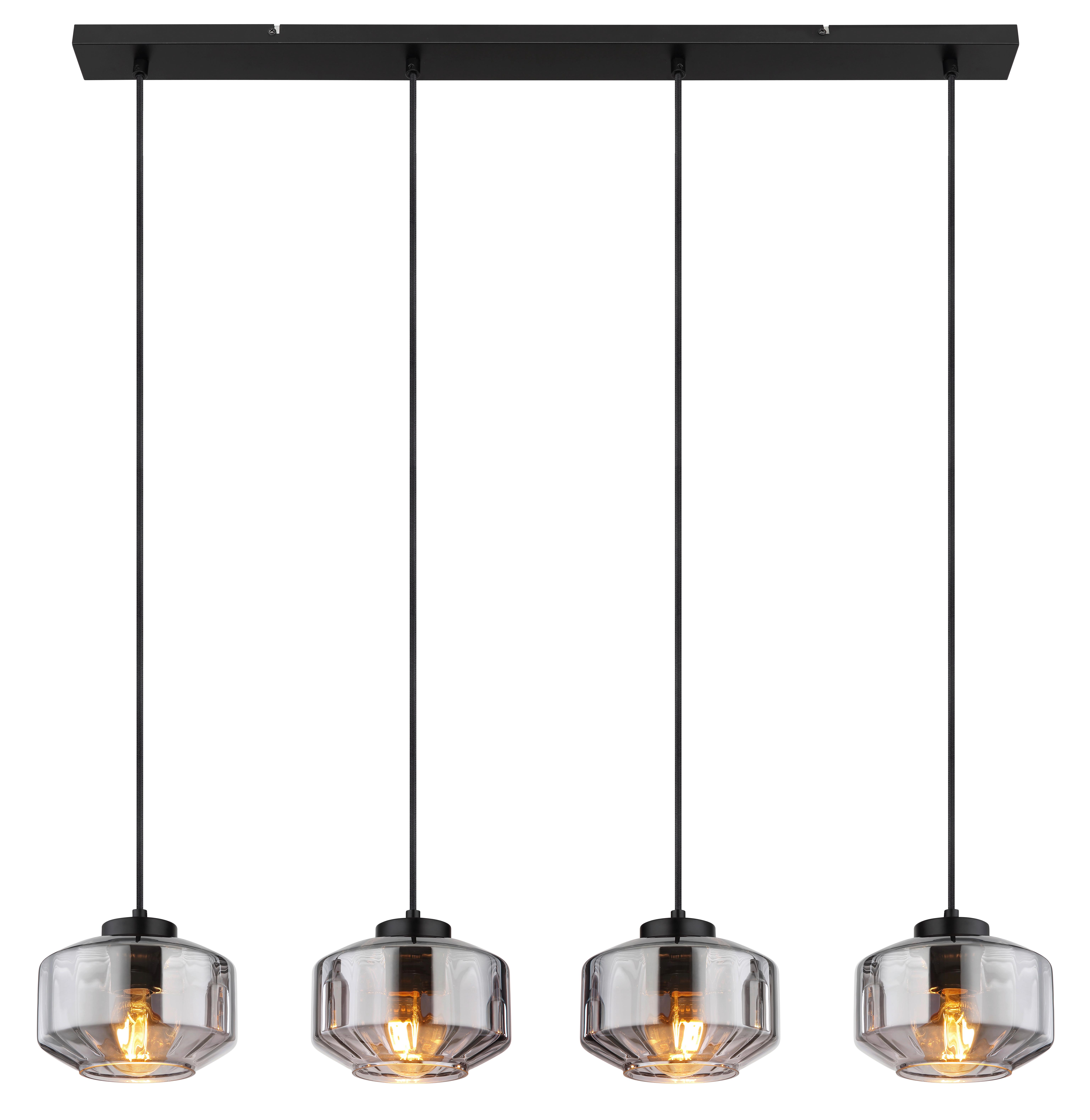 Hängeleuchte 15547-4h - Schwarz, Design, Glas/Metall (96/18/120cm) - Globo