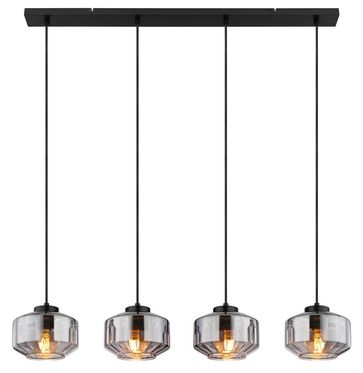 Hängeleuchte 15547-4h - Schwarz, Design, Glas/Metall (96/18/120cm) - Globo