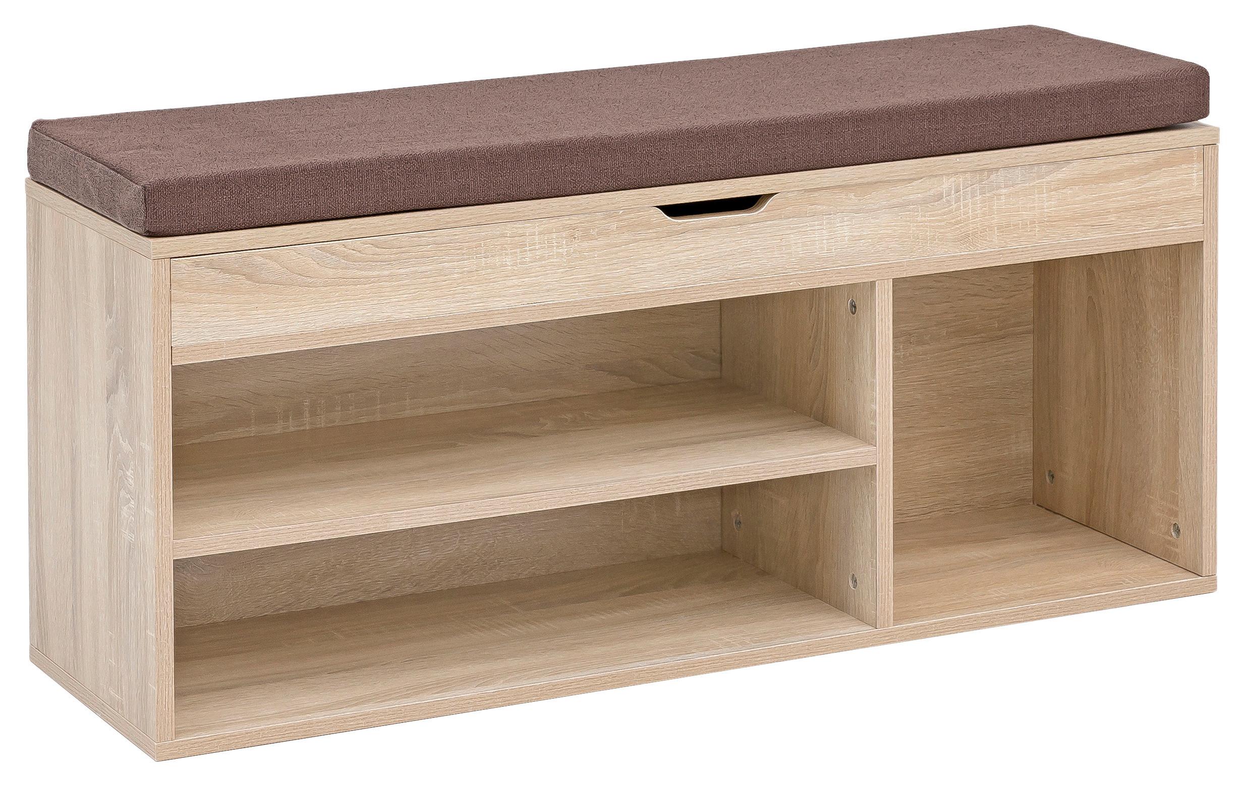 Schuhbank Wl5.344 BxHxT: 104x51x32 cm Eiche Dekor - Braun/Sonoma Eiche, KONVENTIONELL, Holzwerkstoff/Textil (104/51/32cm) - MID.YOU