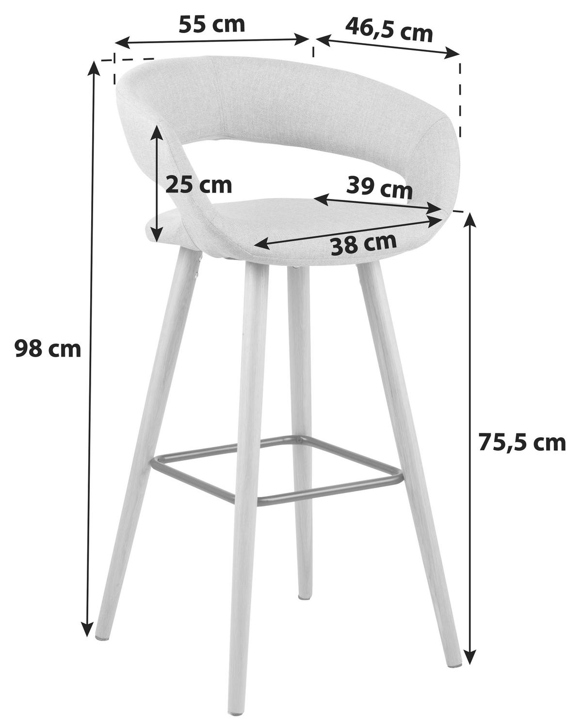 Barhocker Grace Hellgrau/eiche B: 55cm - Eichefarben/Hellgrau, Basics, Holz/Textil (55/98/46,5cm)