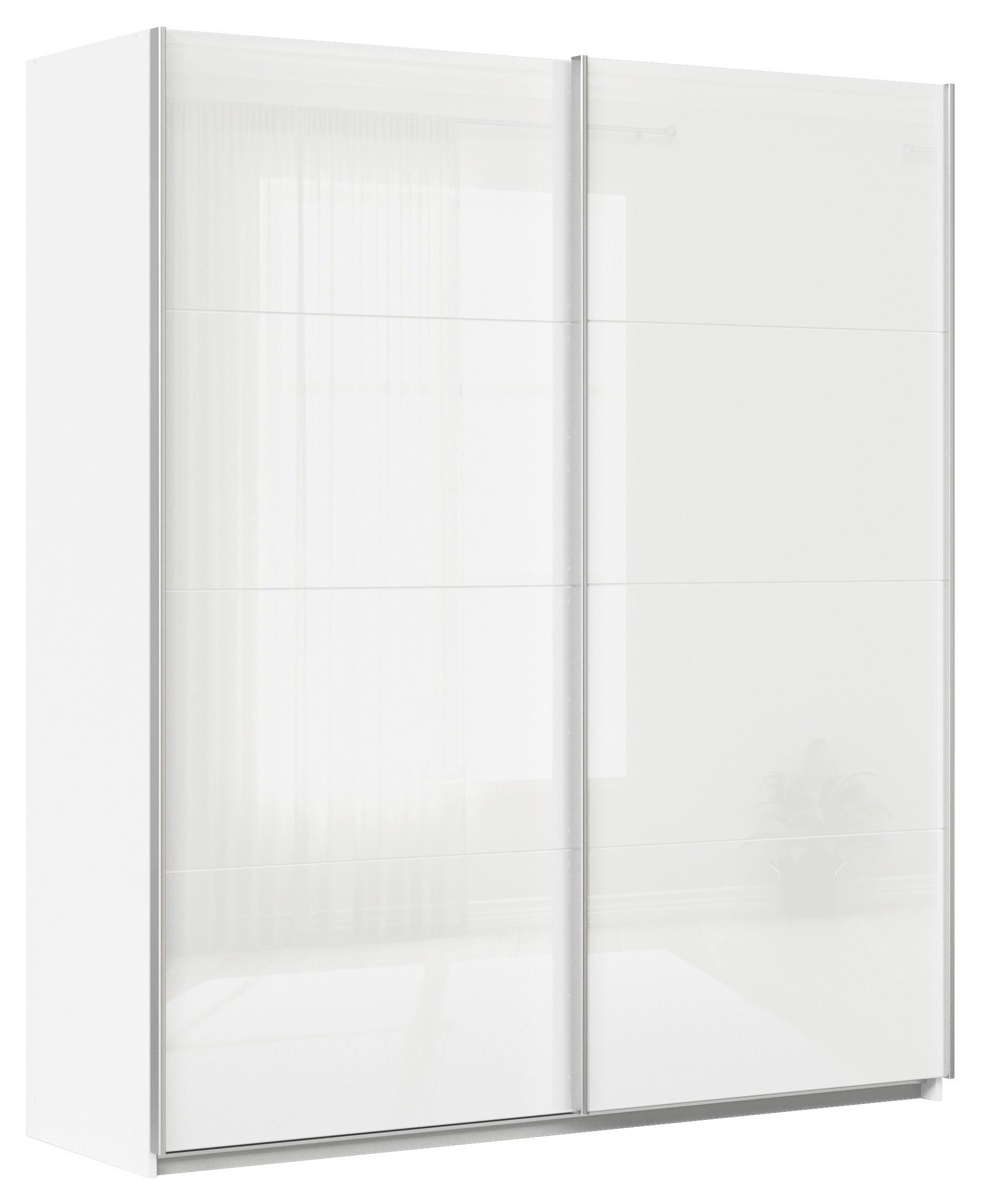 Schwebetürenschrank Feldkirch 181 Normalihöhe - Weiß Hochglanz/Weiß, MODERN, Glas/Holzwerkstoff (181/210/62cm)
