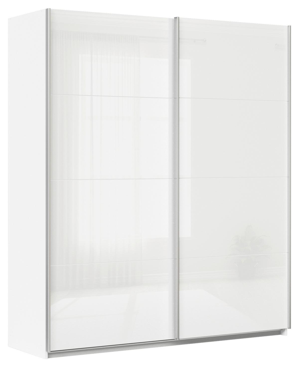 Tolóajtós Szekrény Feldkirch 181/210 Cm - magasfényű fehér/fehér, Modern, faalapú anyag/Üveg (181/210/62cm)