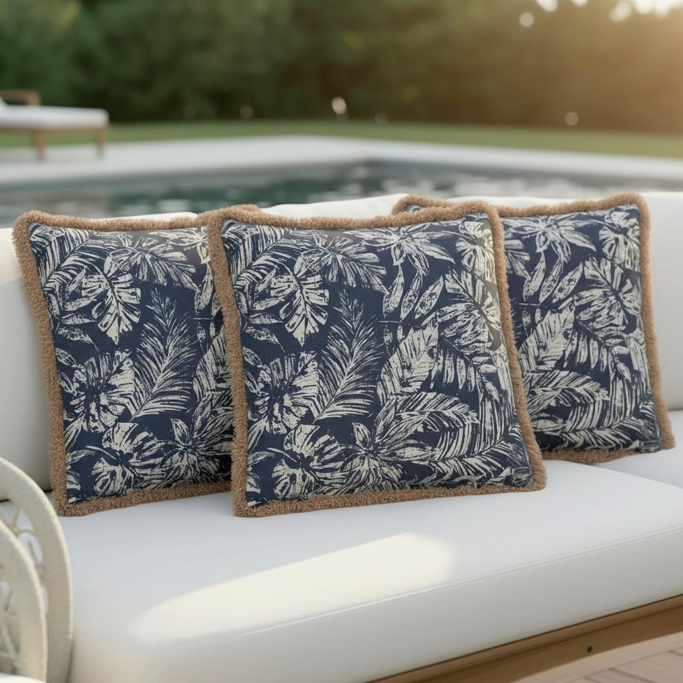 VENKOVNÍ POLŠTÁŘ NADIA - bílá/modrá, Moderní, textil (50/50/10cm) - Bessagi Garden