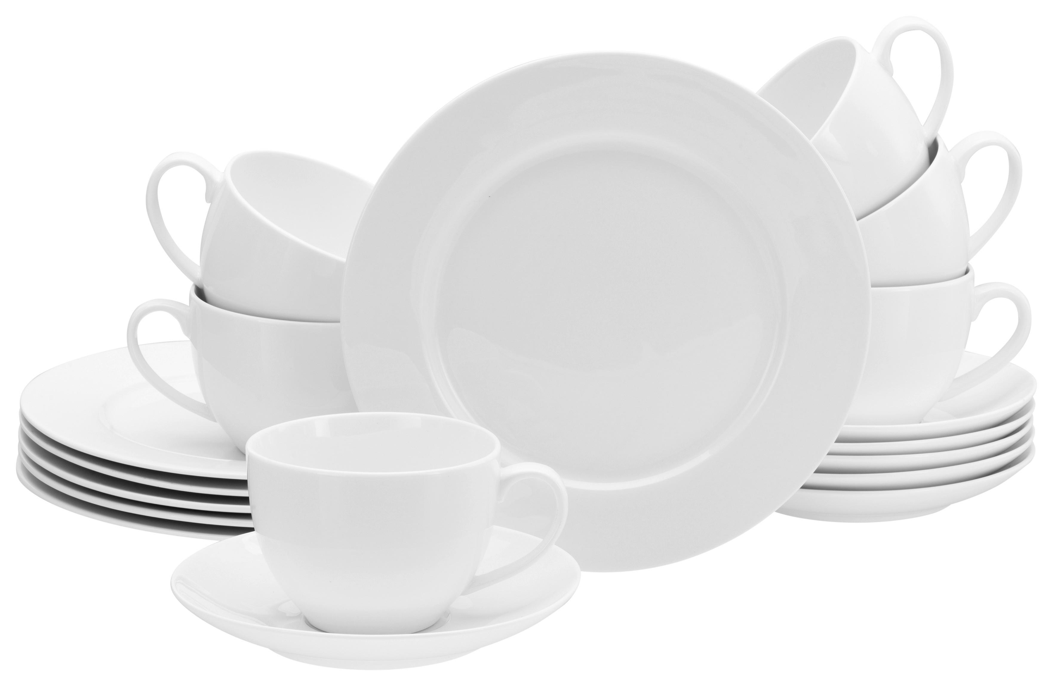 Kaffeeservice Porzellan 6 Personen Geschirr Set - Weiß, Basics, Keramik - Creatable