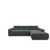 Ecksofa + Kopfteilverstellung Brandon Dunkelgrau Mikrofaser - Dunkelgrau/Schwarz, Design, Textil (285/175cm) - MID.YOU