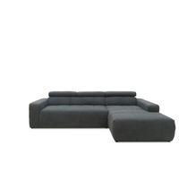 Ecksofa + Kopfteilverstellung Brandon Dunkelgrau Mikrofaser - Dunkelgrau/Schwarz, Design, Textil (285/175cm) - MID.YOU