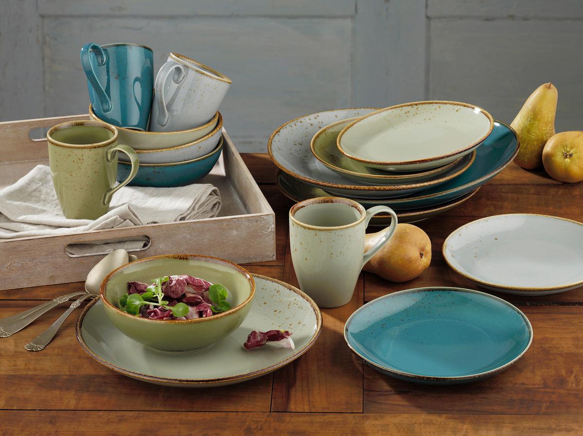 Kombinovaný servis NATURE COLLECTION, 16-dielny - modrá/sivá, Trend, keramika - Creatable