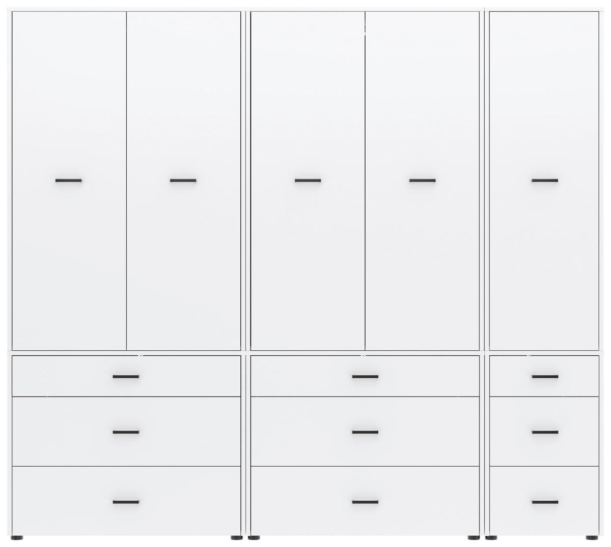 Kleiderschrank Kivo Weiß, B: 225 cm - Weiß, Basics, Holzwerkstoff (225/199,6/52,1cm)