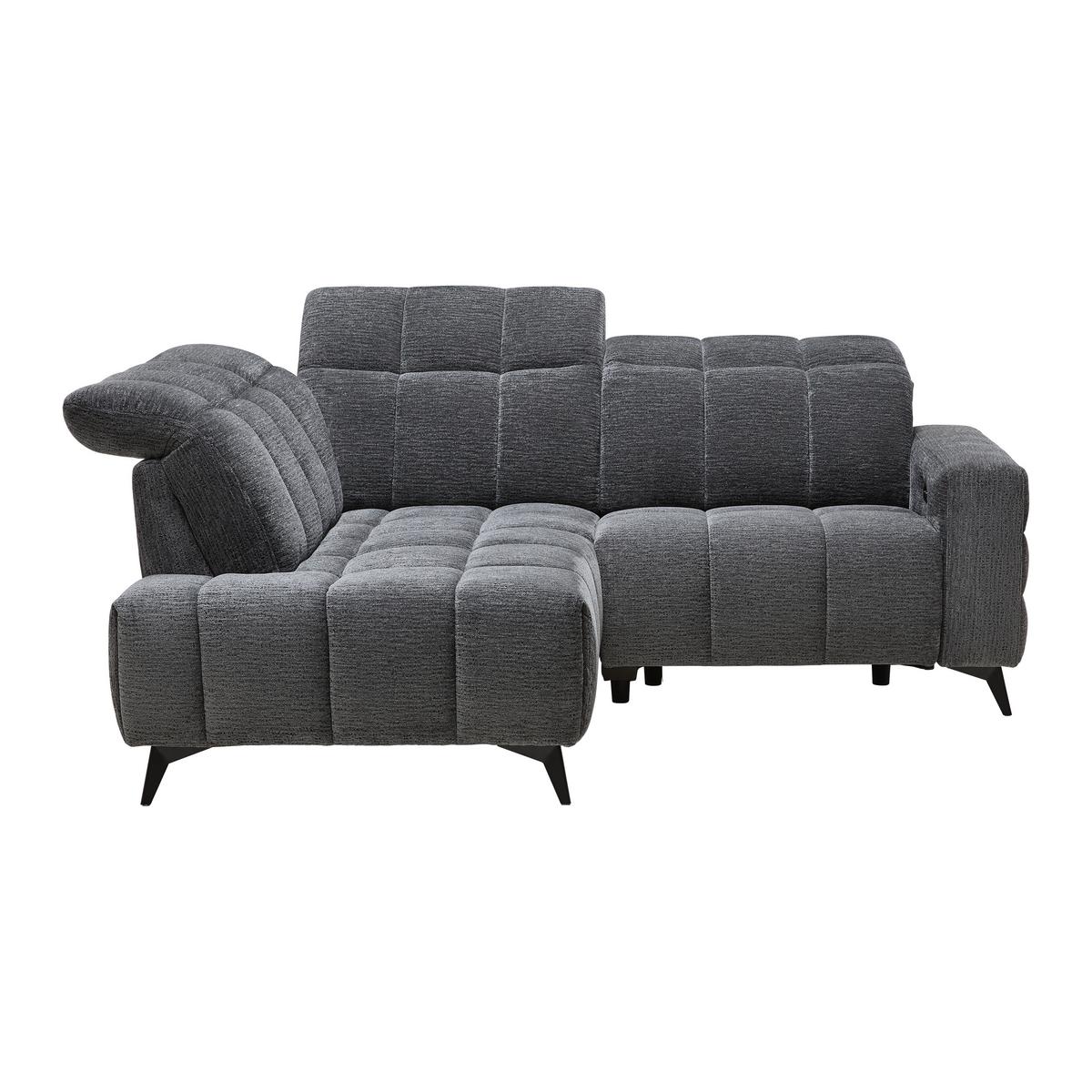 Rohová sedačka PARIS, levá, tmavě šedá, el.relax.funkce - černá/tmavě šedá, Konvenční, kov/dřevo (182/215cm) - Mömax