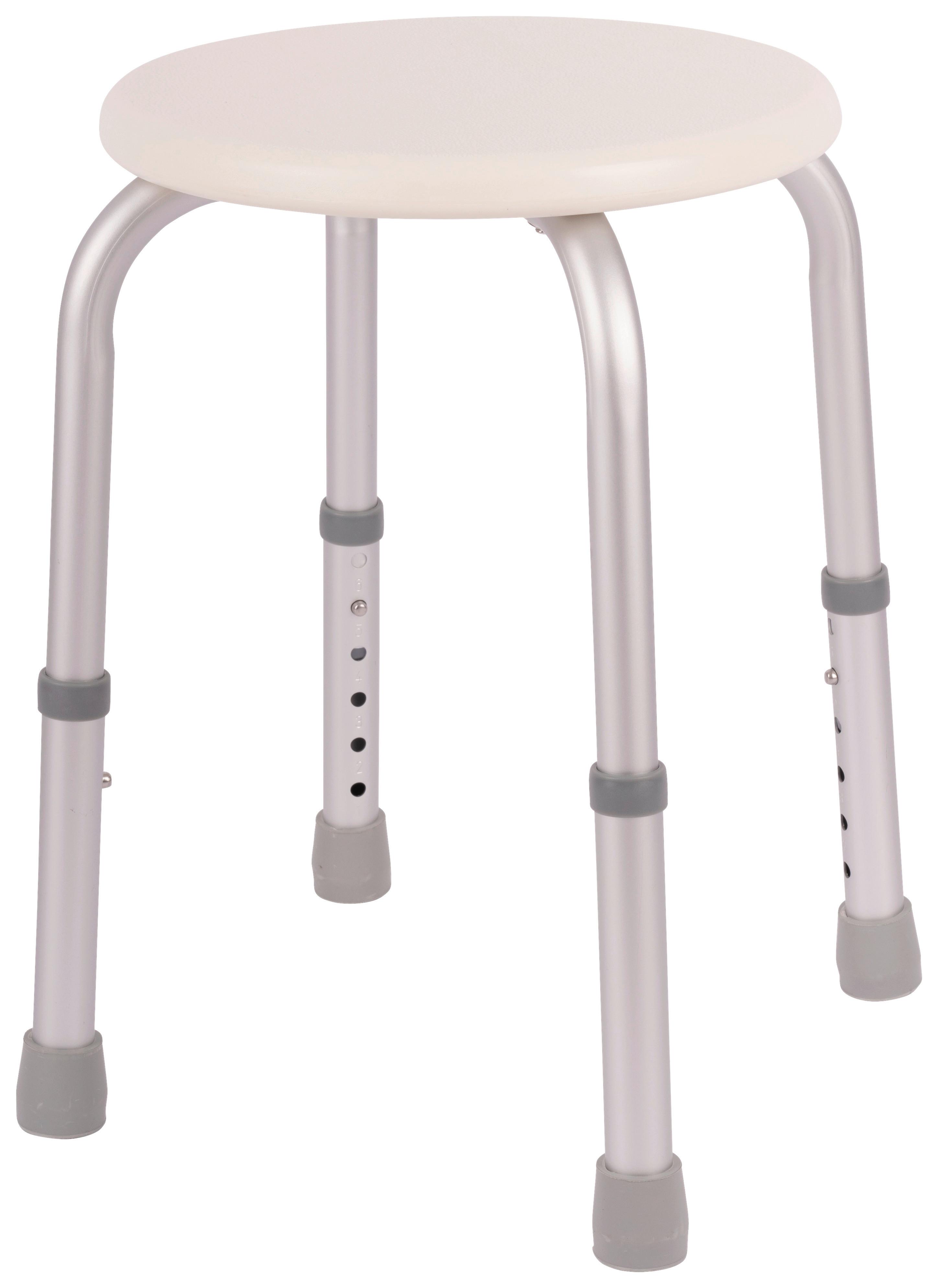 Tusoló Ülőke Rudi - alumíniumszínű/fehér, Modern, műanyag/fém (32/36-51/32cm)