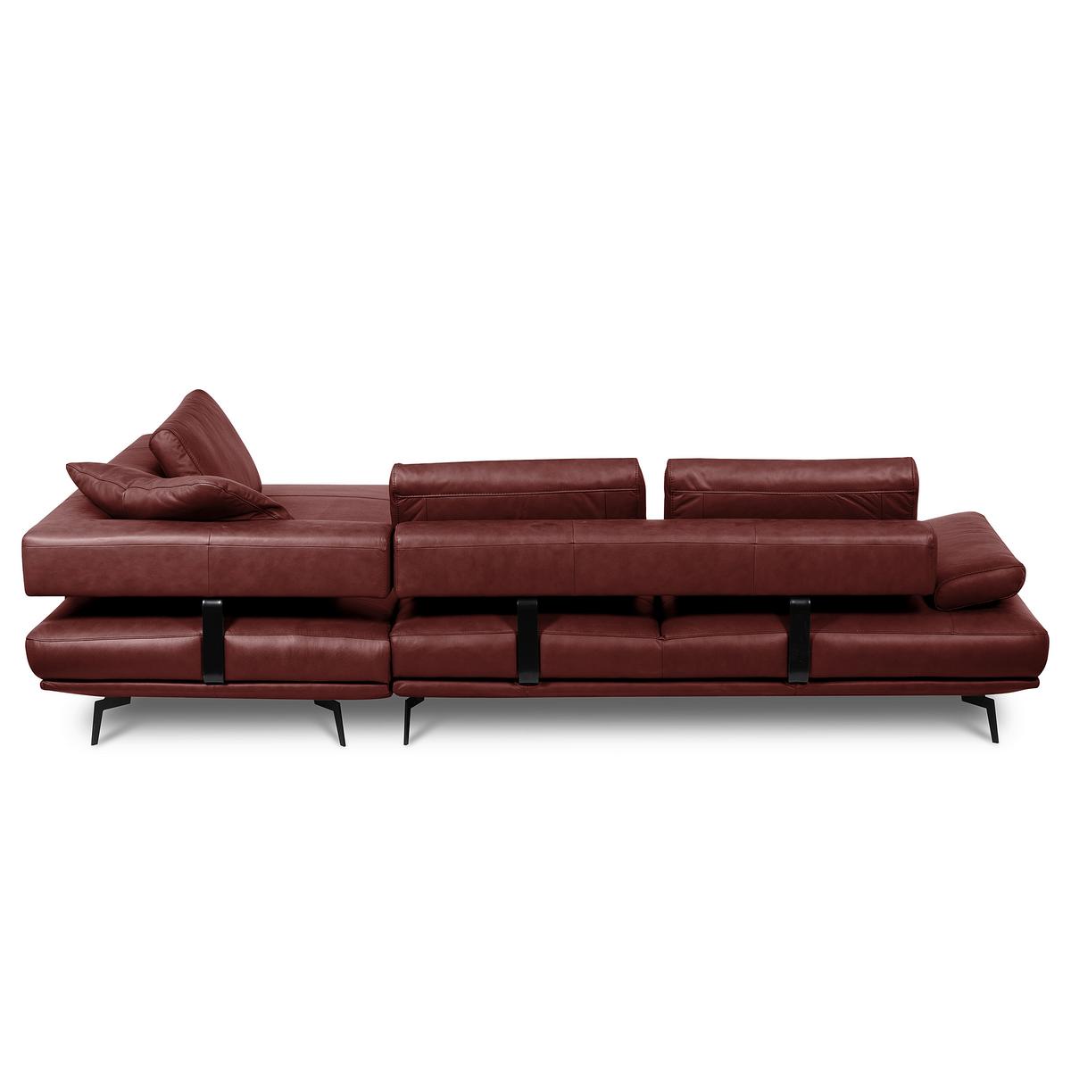 Ecksofa Como Echtleder Rot 306x237 - Rot/Schwarz, Design, Leder (306/237cm) - Livetastic