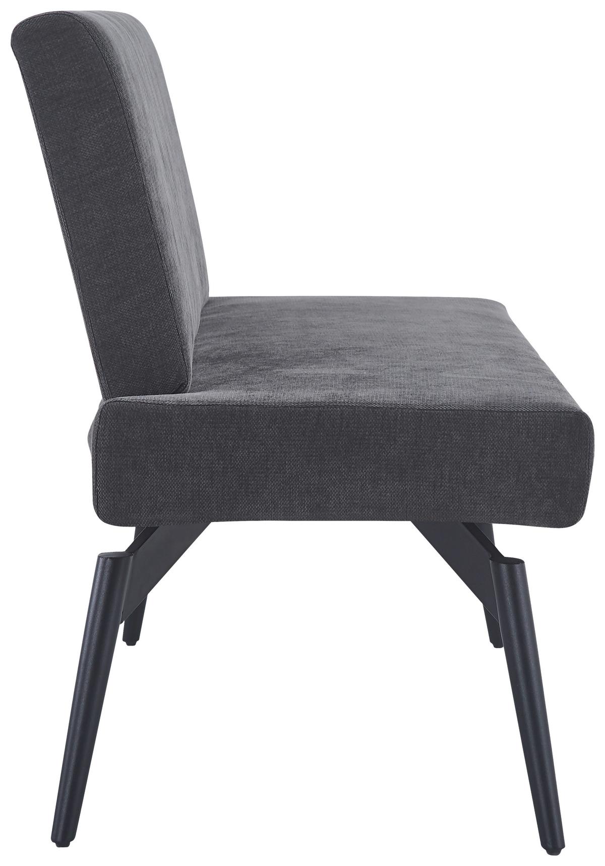 Sitzbank Tinos mit Lehne Dunkelgrau, B: 140 cm - Dunkelgrau/Schwarz, KONVENTIONELL, Textil/Metall (140/88/62cm) - MID.YOU