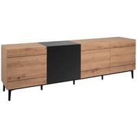 Sideboard Nola 200 Cm Schwarz/eiche Dekor - Eichefarben/Schwarz, KONVENTIONELL, Holzwerkstoff (200/65/42cm) - MID.YOU