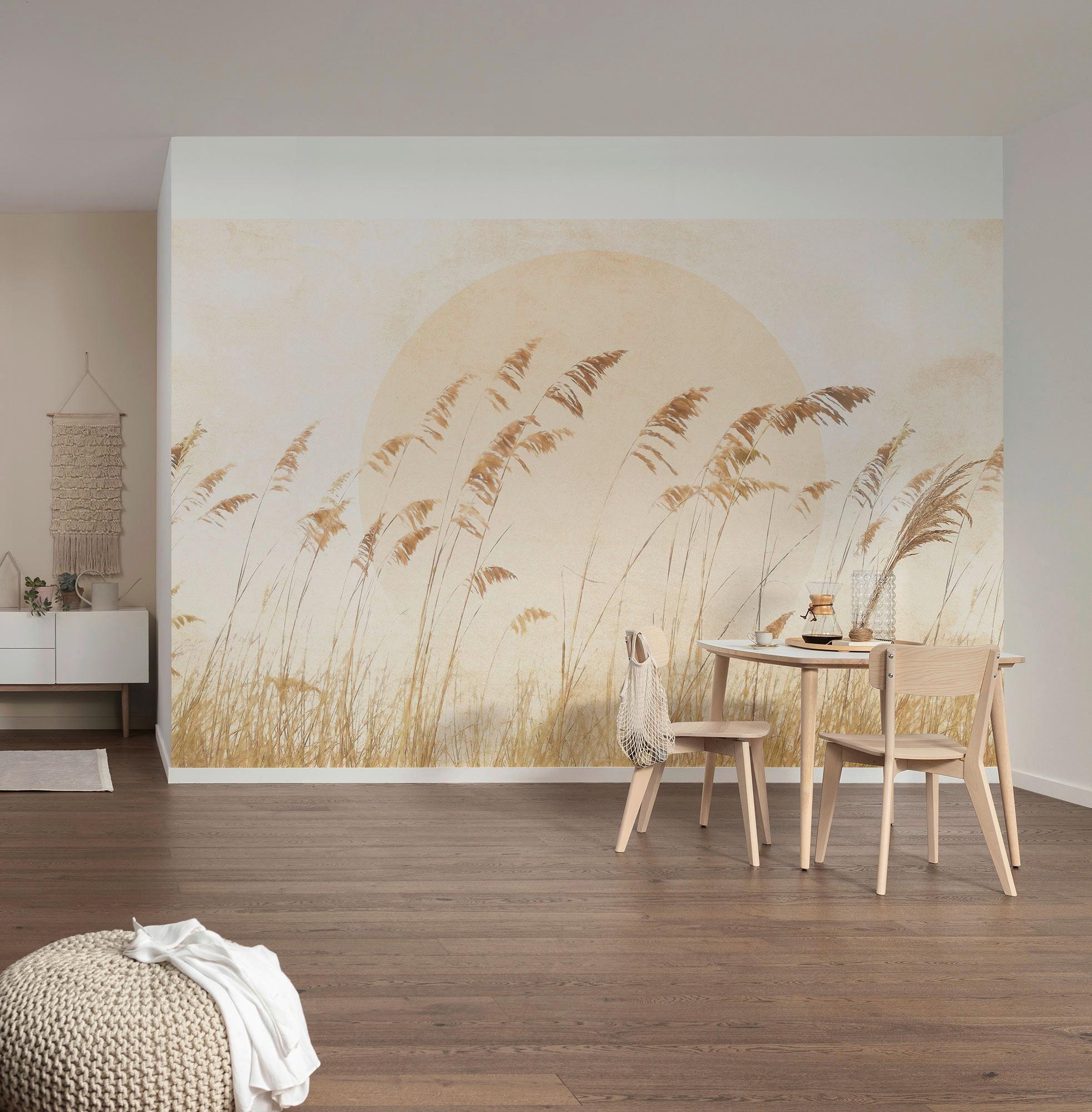 Vliestapete Dune Grass - Gelb/Braun, Basics (400/250cm) - Komar