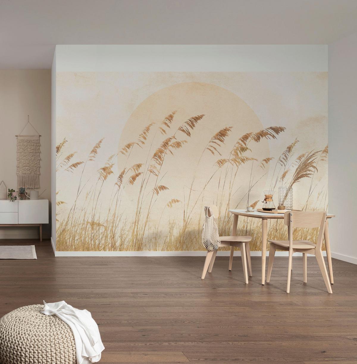 Vliestapete Dune Grass - Gelb/Braun, Basics (400/250cm) - Komar