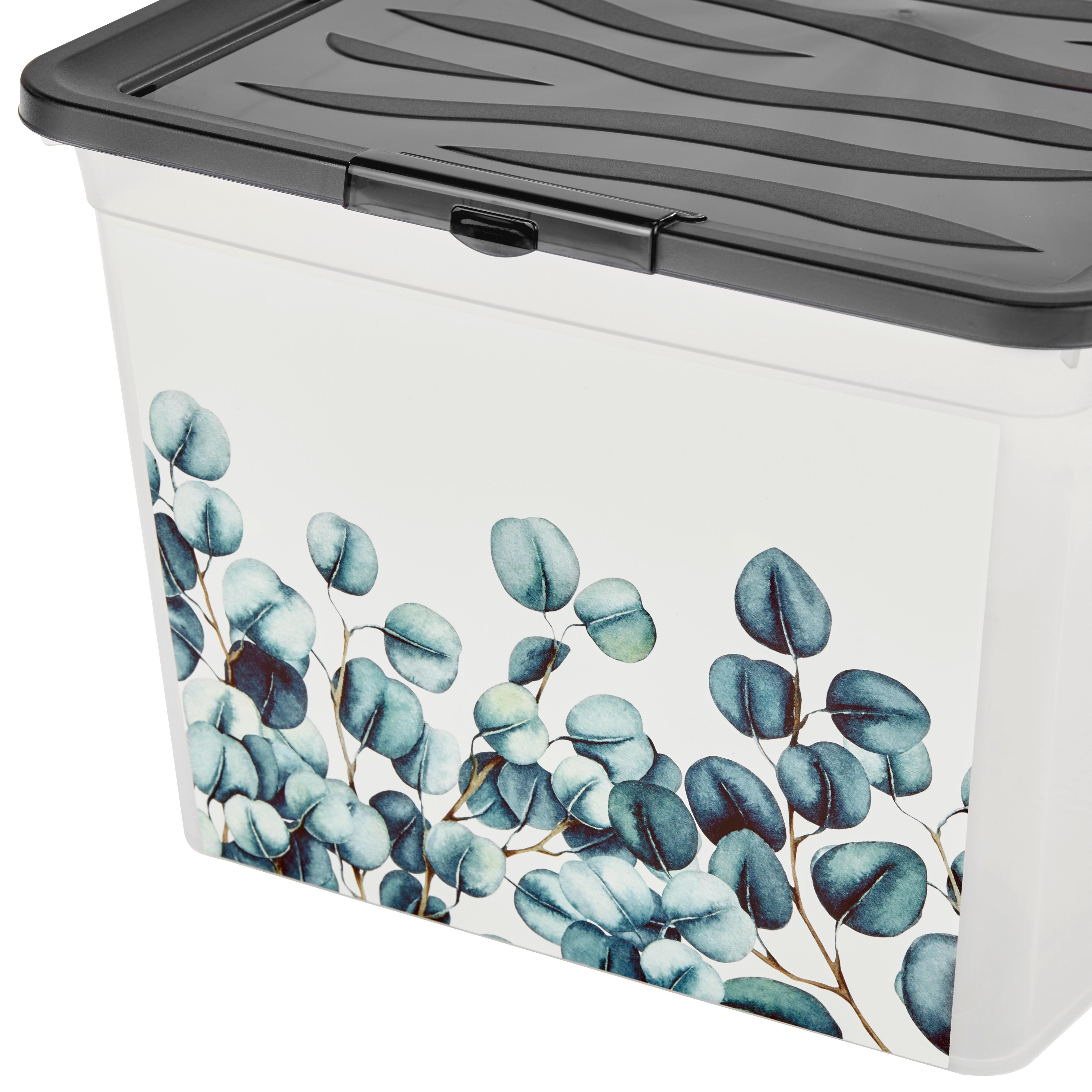 Aufbewahrungsbox Eukalyptus Mit Deckel 38,4x19,9x28,3 Cm - Klar/Anthrazit, KONVENTIONELL, Kunststoff (38,4/19,9/28,3cm)