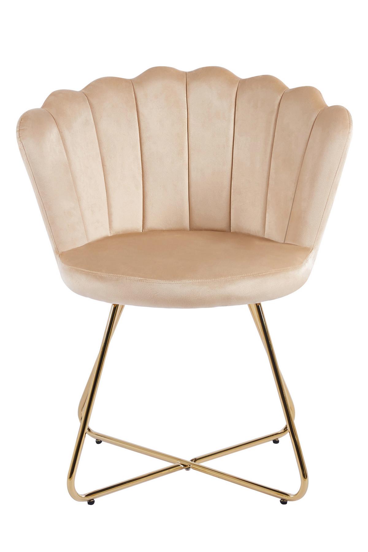 Stuhl-Set Beige B: 69,5 cm - Beige/Goldfarben, MODERN, Textil/Metall (69,5/85/66cm) - Livetastic