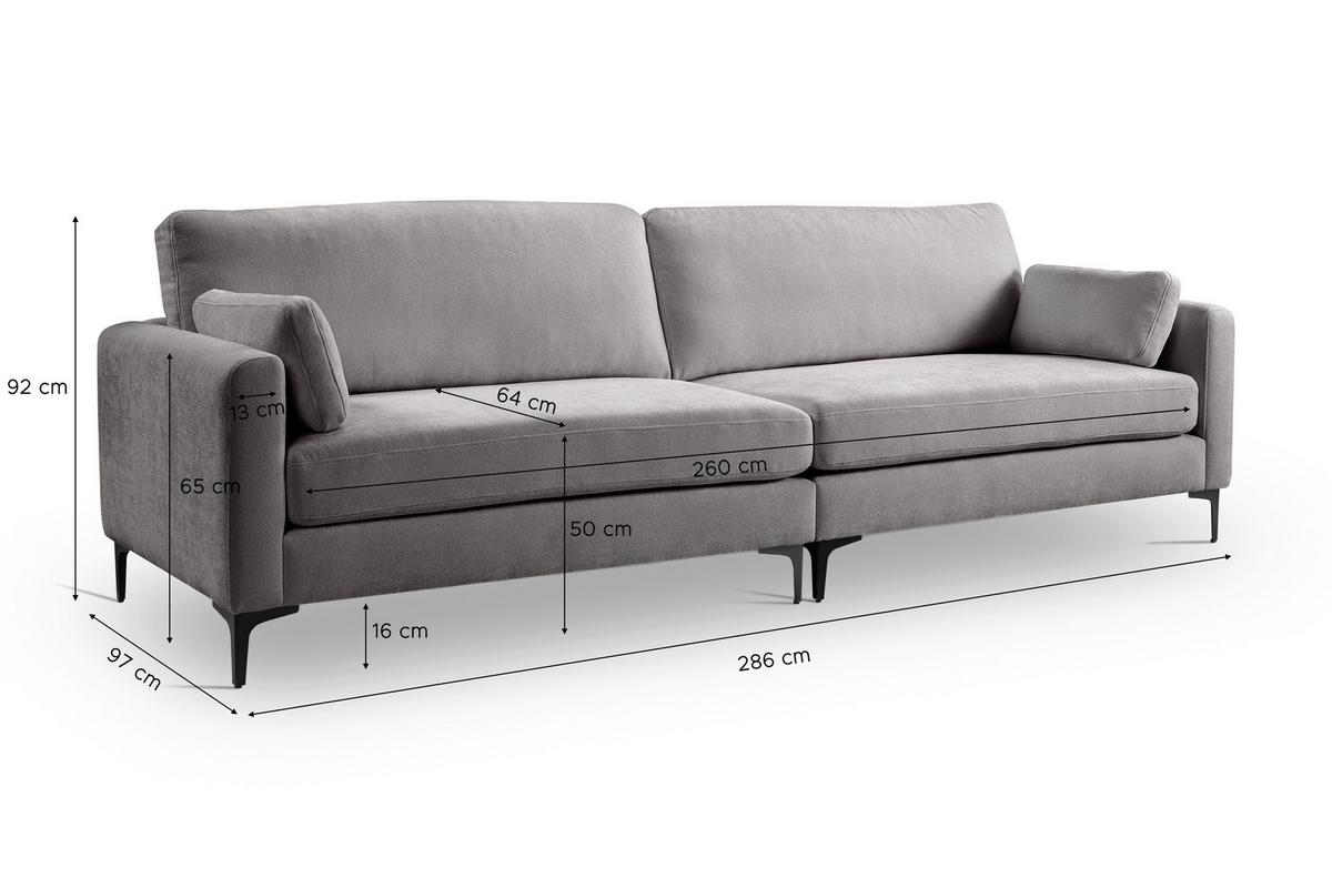 Viersitzer-sofa Venti Hellgrau B: 286cm - Hellgrau/Schwarz, Basics, Holz/Textil (286/92/97cm) - MID.YOU