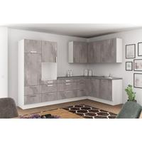 Eckküche Ip1200 ohne Geräte 320x185 cm Betonoptik - Grau, Basics (320/185cm)