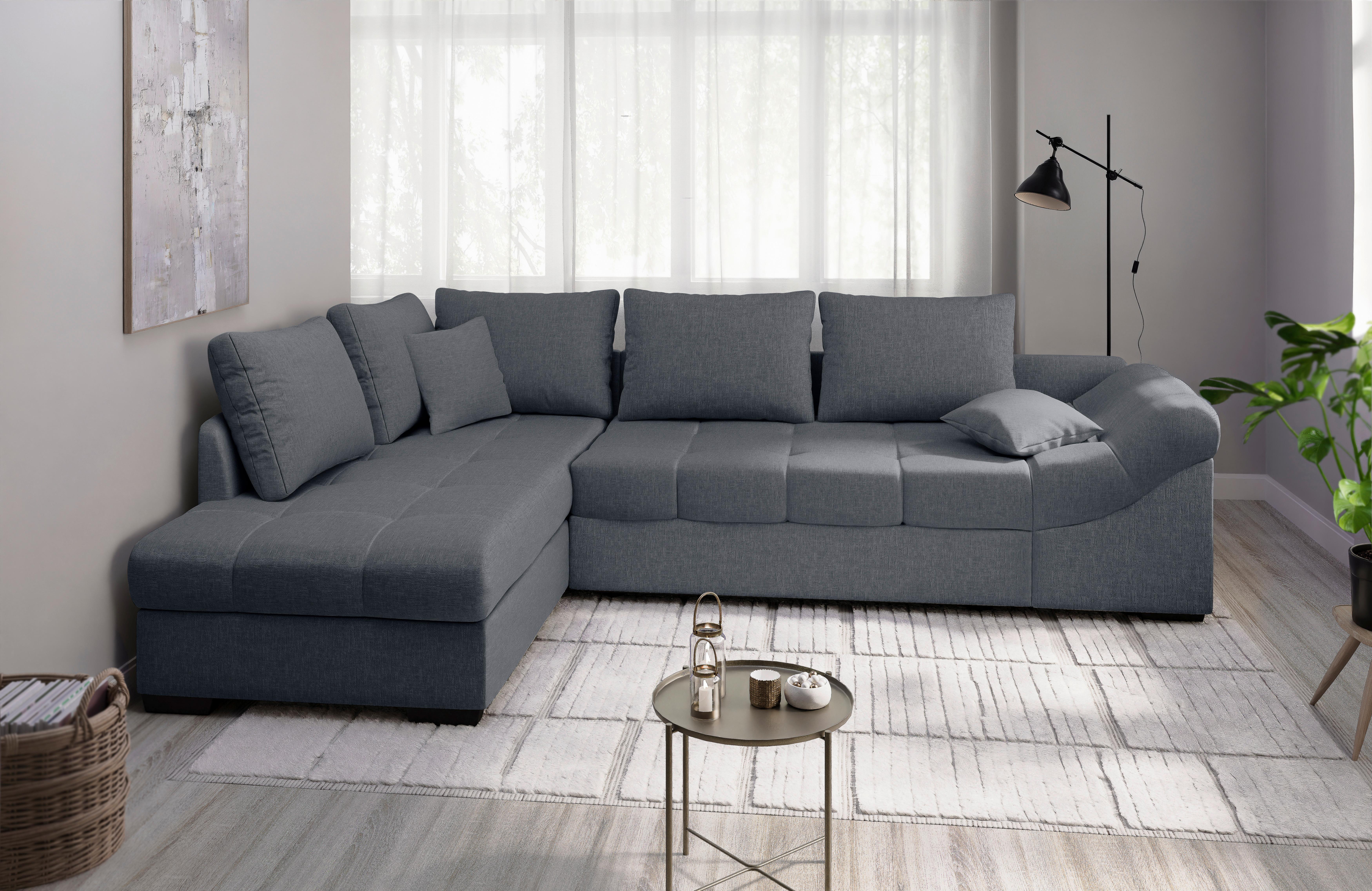 Eckschlafsofa Alvito Anthrazit S: 202x298 Cm - Anthrazit/Schwarz, MODERN, Textil (202/298cm) - MID.YOU