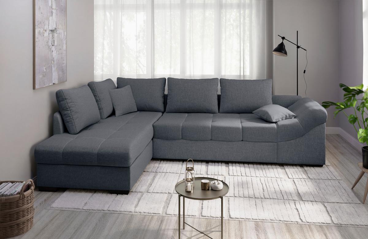 Eckschlafsofa Alvito Anthrazit S: 202x298 Cm - Anthrazit/Schwarz, MODERN, Textil (202/298cm) - MID.YOU