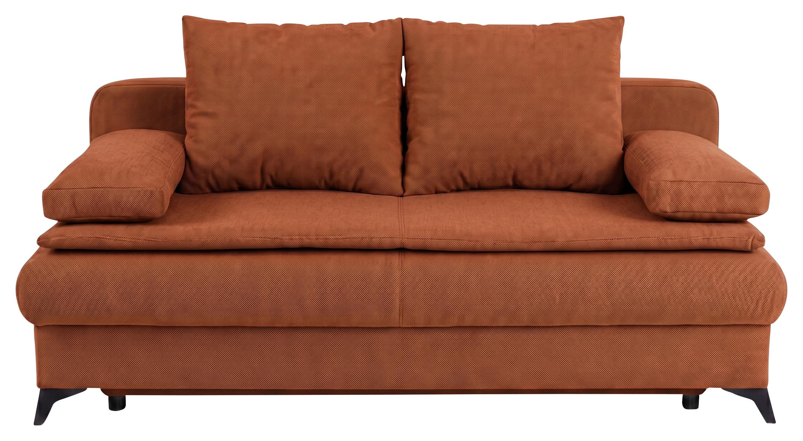 Rozkladacia pohovka KEN, hrdzavá - oranžová/čierna, Konventionell, kompozitné drevo/textil (209/105cm) - Based