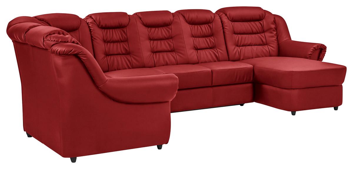 Wohnlandschaft Boston Rot Lederlook - Rot/Schwarz, KONVENTIONELL, Textil (216/333/165cm) - Livetastic