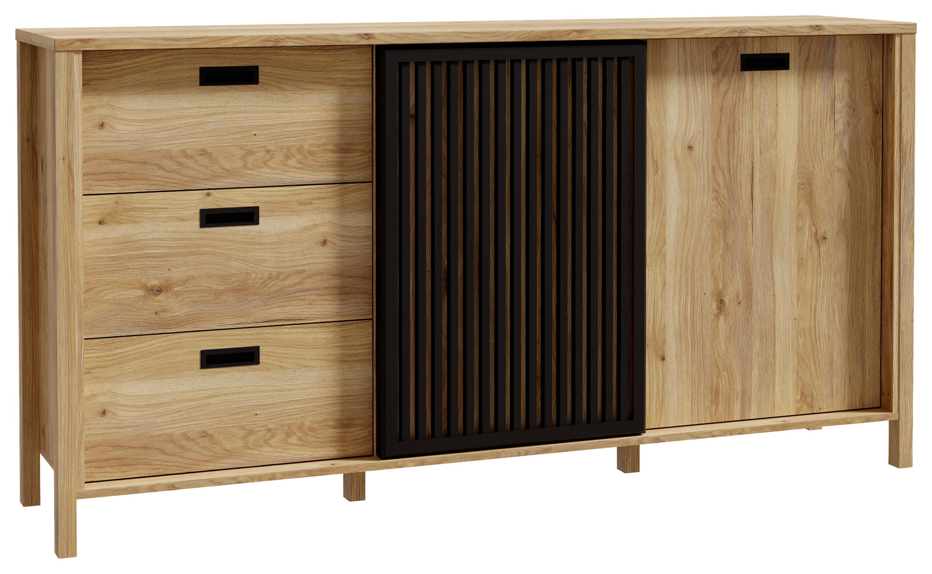 KOMODA JYTANA JTNK233R - čierna/farba duba, Modern, kompozitné drevo (174,8/91,5/40,2cm)