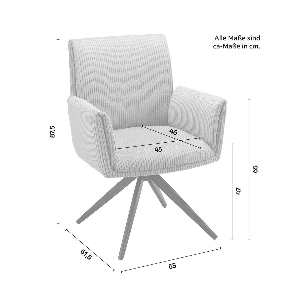 ŽIDLE S PODRUČKAMI ROSALIA - černá/světle šedá, Moderní, kov/dřevo (65/87,5/61,5cm) - Bessagi Home