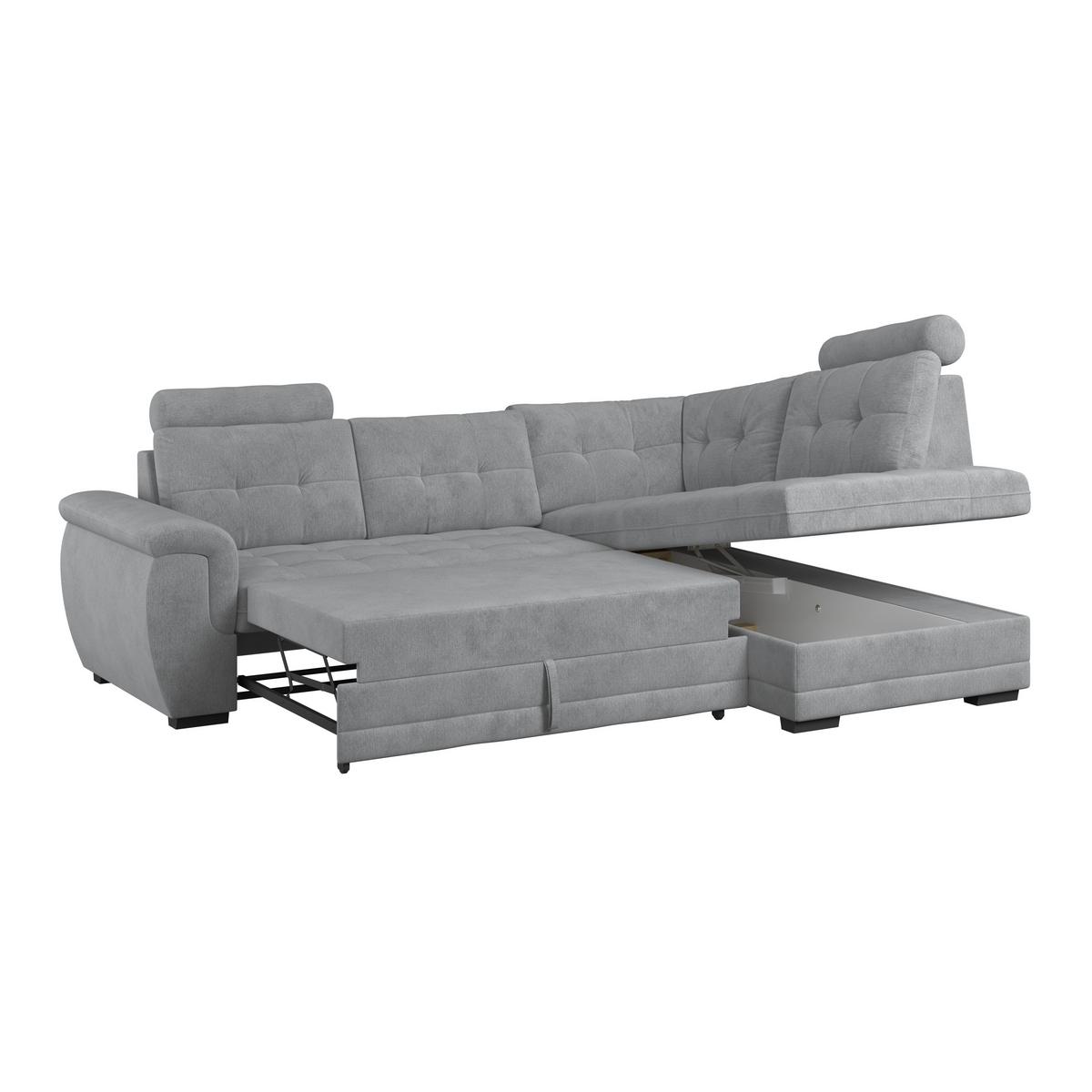 Ecksofa mit Schlaffunktion Falco new Grau 251x183 cm - Schwarz/Grau, KONVENTIONELL, Textil (251/183cm) - Ondega
