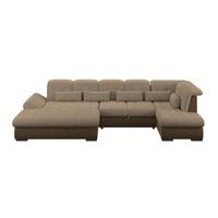 Wohnlandschaft Madera Braun, S: 358x212 cm - Hellbraun/Dunkelbraun, KONVENTIONELL, Kunststoff/Textil (190/358/212cm)