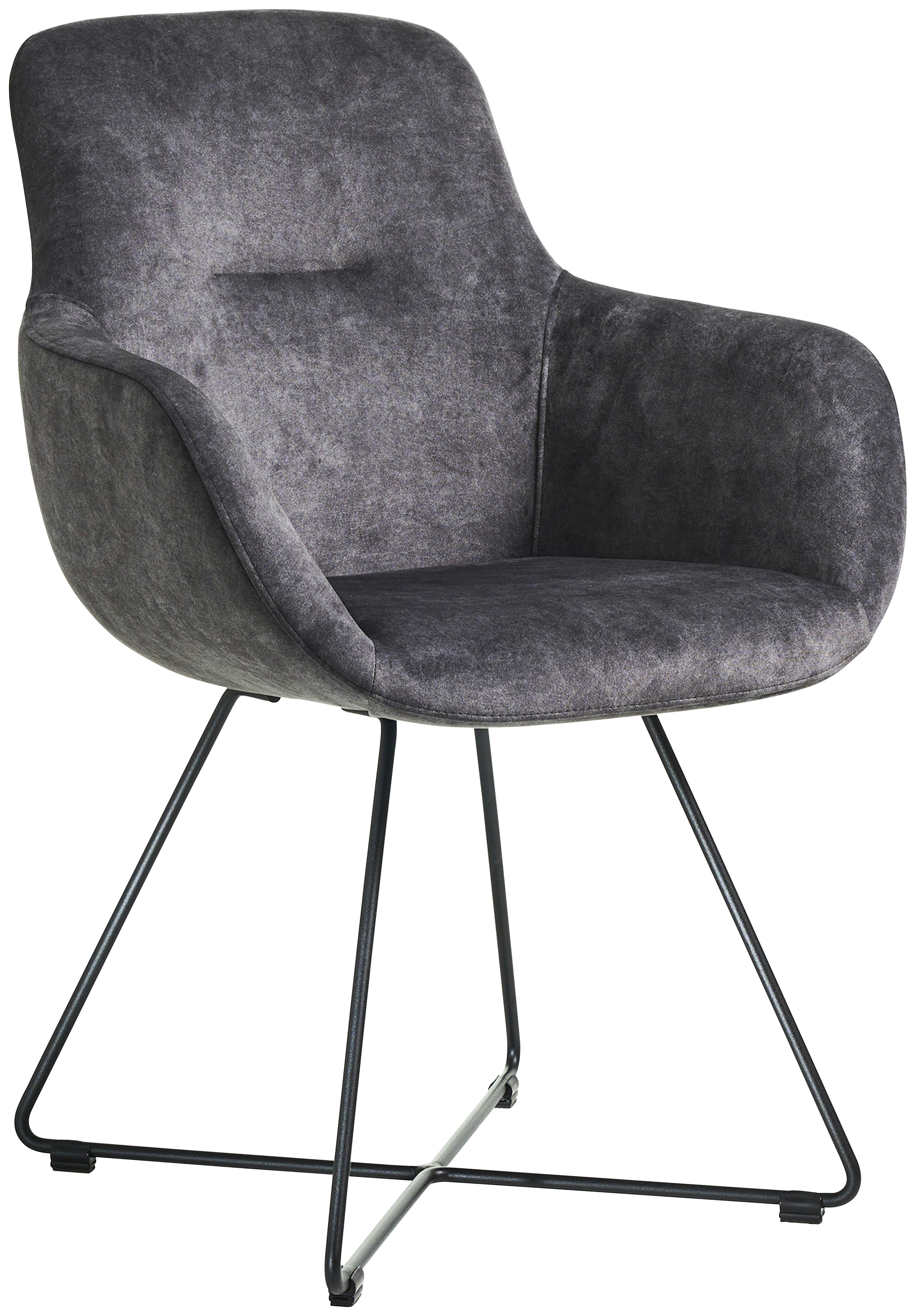 STOLIČKA S PODRÚČKAMI CROSS-CHA - čierna/sivá, Basics, kov/textil (62/89/61cm) - Celina Home