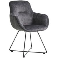 STOLIČKA S PODRÚČKAMI CROSS-CHA - čierna/sivá, Basics, kov/textil (62/89/61cm) - Celina Home