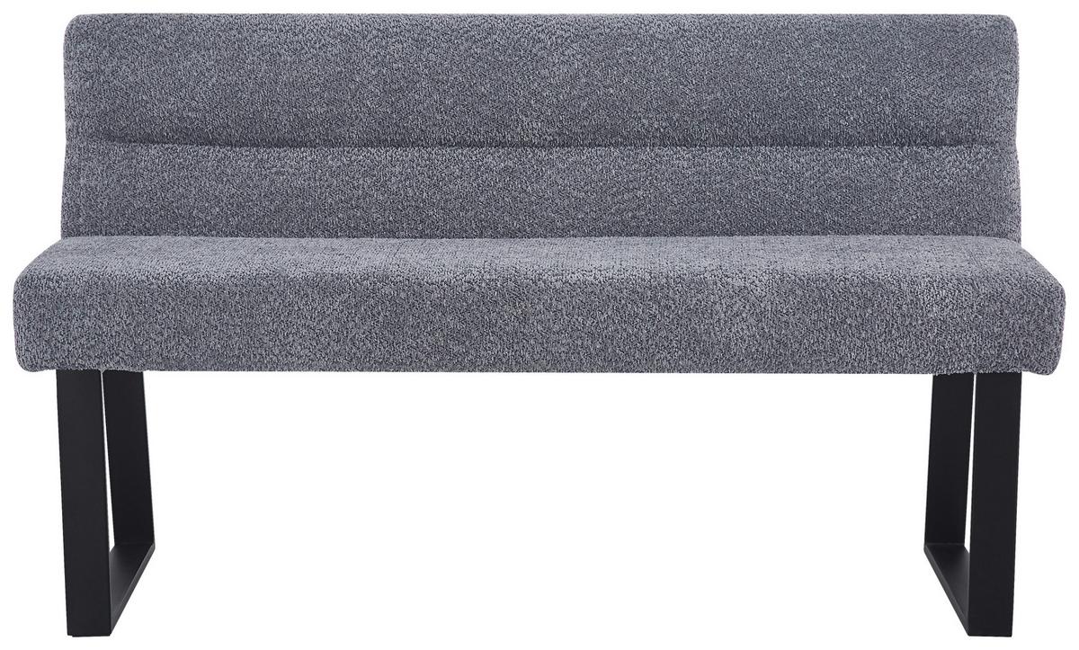 Sitzbank Kea Mit Lehne Grau, B: 140 Cm - Schwarz/Grau, KONVENTIONELL, Textil/Metall (140/83/61cm) - MID.YOU