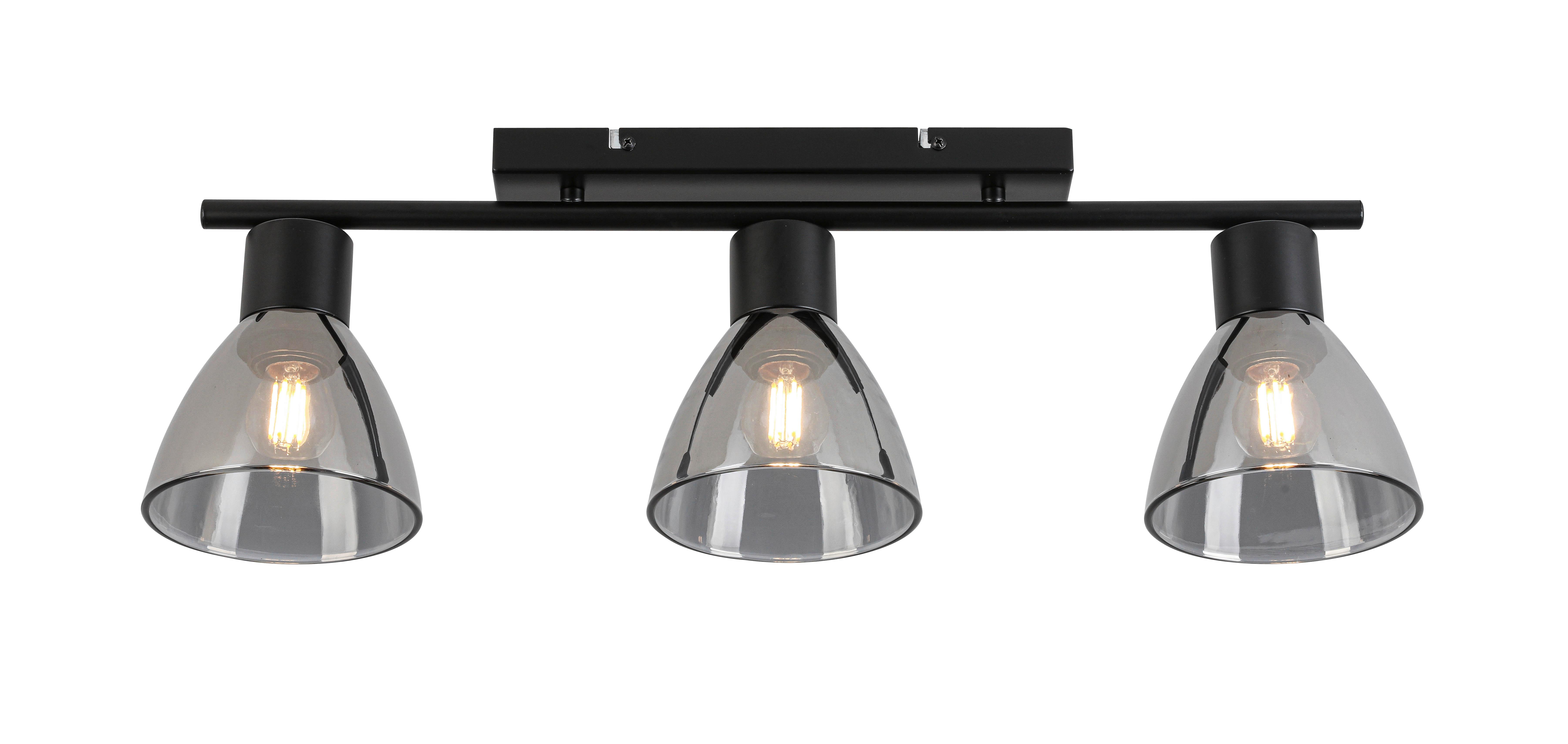 STROPNÉ SVIETIDLO KOMOL - priehľadné/čierna, Modern, kov/sklo (66/13/22cm) - Modern Living