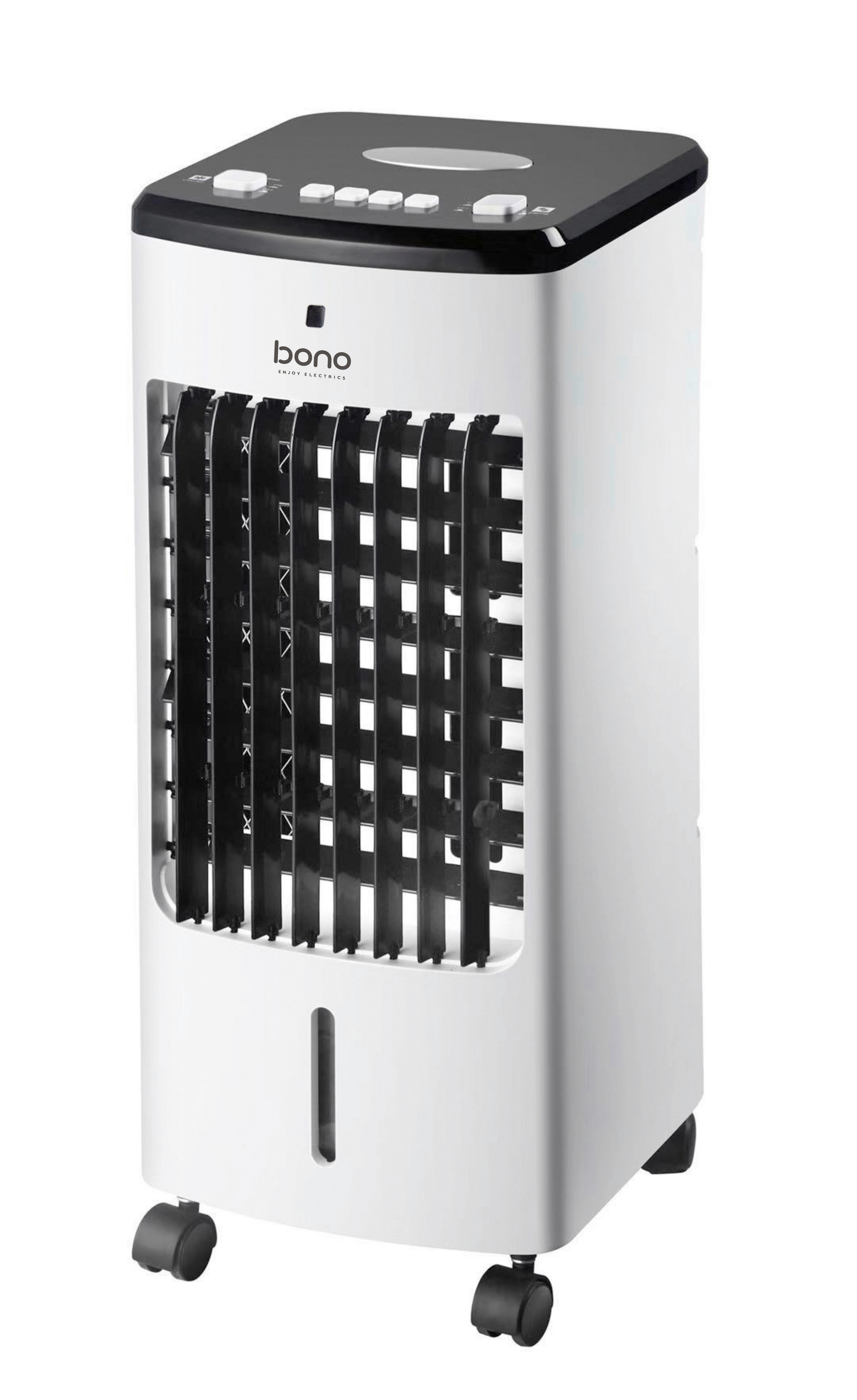 Luftkühler Elias B: 25 cm 60 W Fahrbar - Schwarz/Weiß, KONVENTIONELL, Kunststoff (25/23/60cm) - Bono