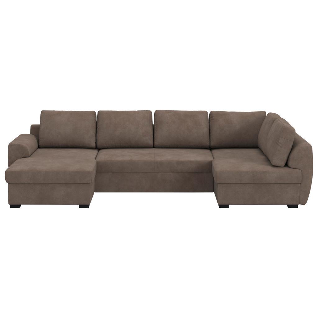 Wohnlandschaft m. Bettfunktion Chenille taupe, B: 327cm