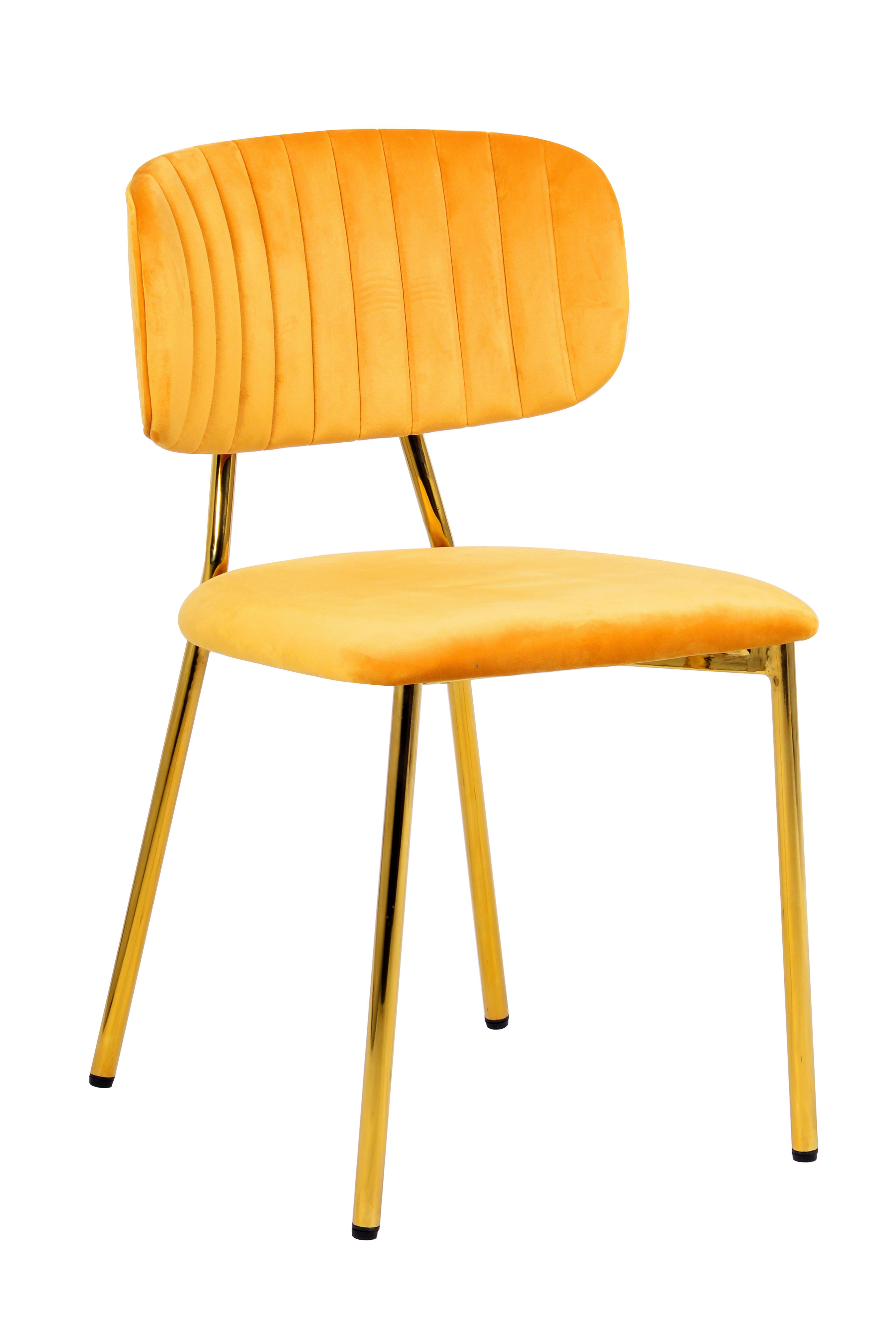 SADA STOLIČIEK KIAN - oranžová/zlatá, Modern, kov/textil (47/80/51cm) - MID.YOU