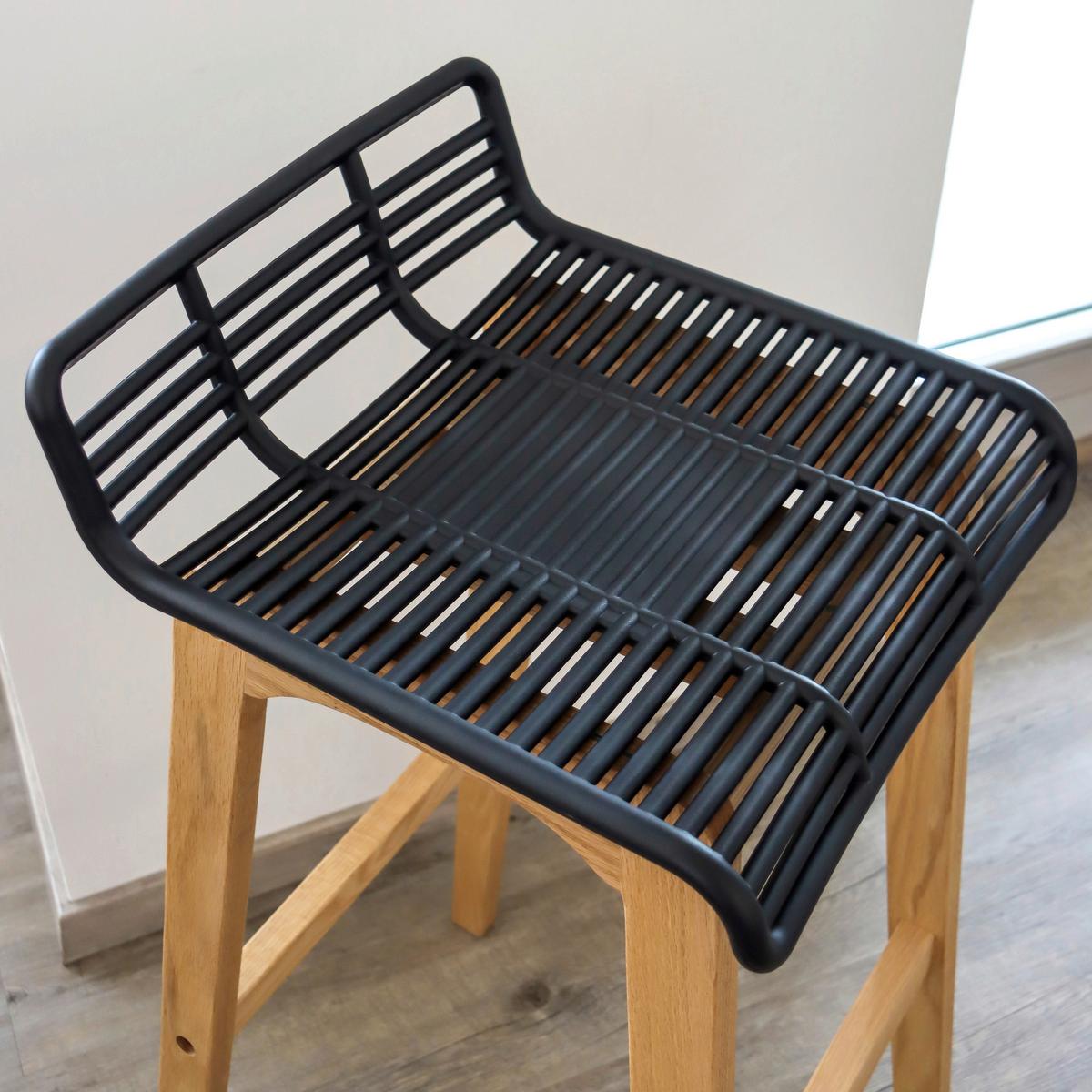 Barhocker Lonso W Schwarz/eichefarben B: 40 Cm - Eichefarben/Schwarz, MODERN, Holz/Kunststoff (40/88/46cm) - MID.YOU