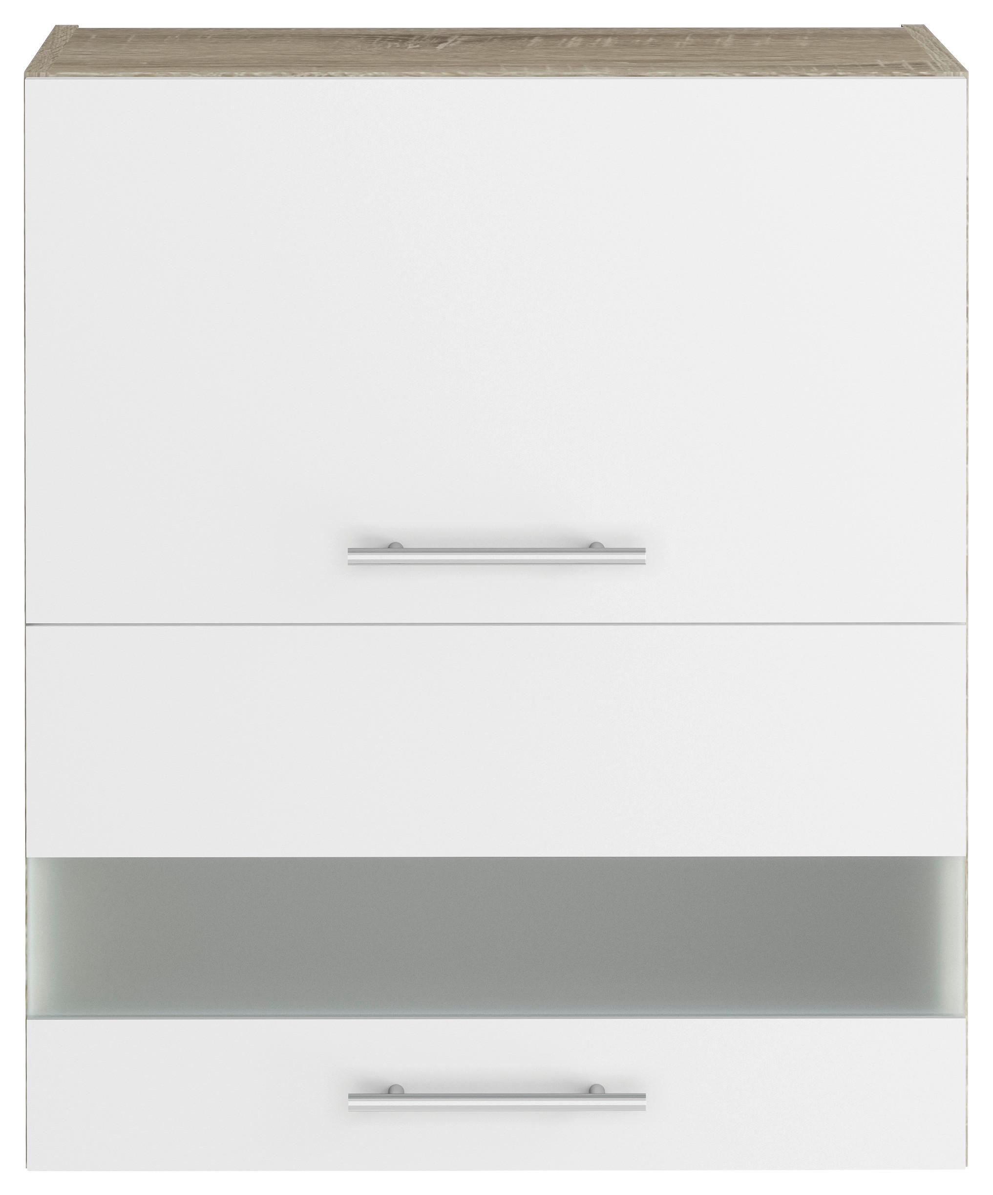 Felsőszekrény Corina - Sonoma tölgy/fehér, Modern, műanyag/Üveg (60/72,4/34,6cm)