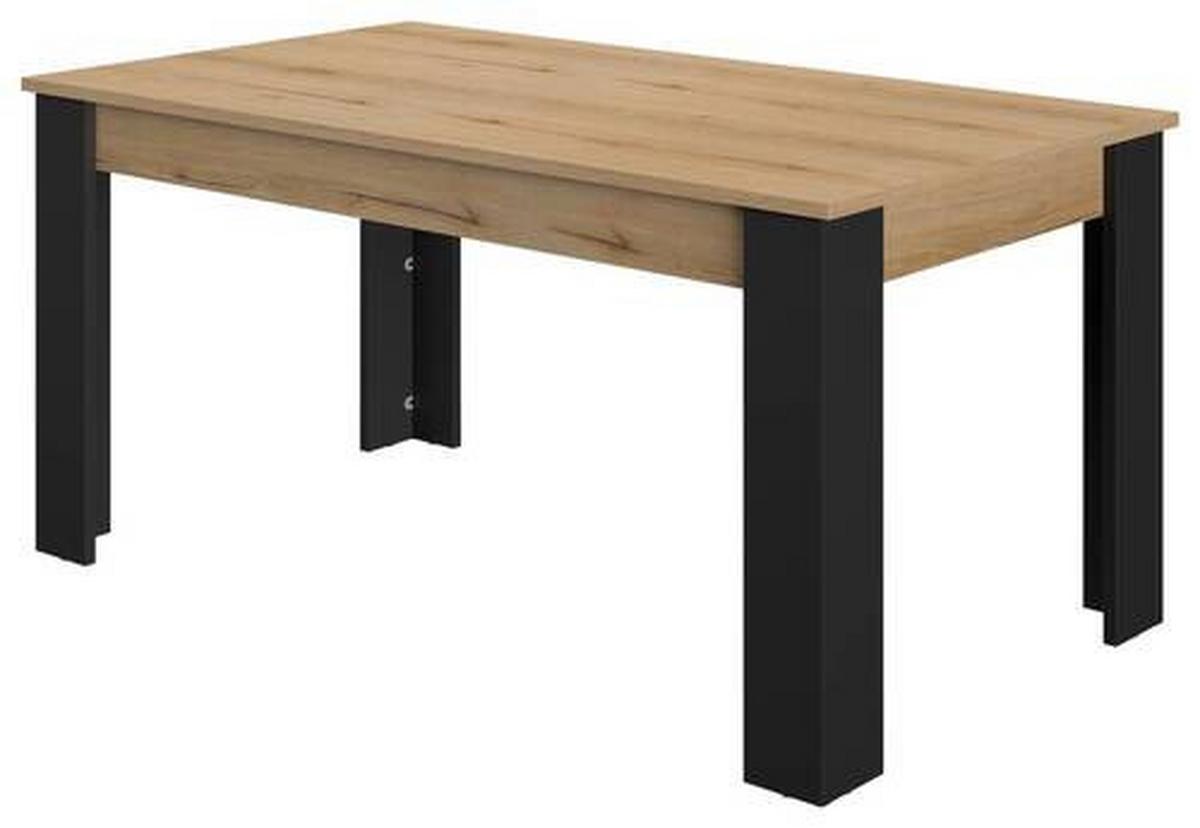 Esstisch Trust Eichefarben/Schwarz L: 160 cm - Eichefarben/Schwarz, MODERN, Holzwerkstoff (160/90/77cm) - MID.YOU