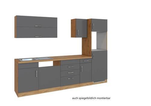 Küchenzeile Sorrento ohne Geräte 270 cm Anthrazit - Eichefarben/Anthrazit, MODERN, Holzwerkstoff (270cm) - Held