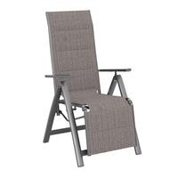 Gartensessel Klappbar Verena Aluminium, Textil - Dunkelgrau, MODERN, Textil/Metall (57/113/68cm) - Beldano